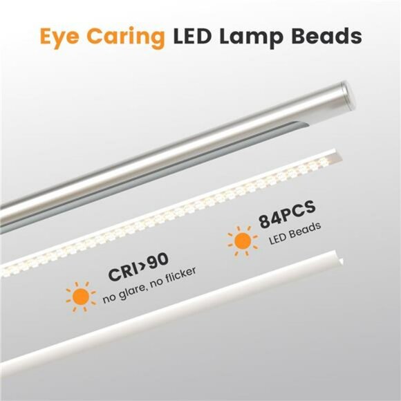 LED desk lamp metal foldable dimmable table light reading study office dorm - Picture 5 of 7